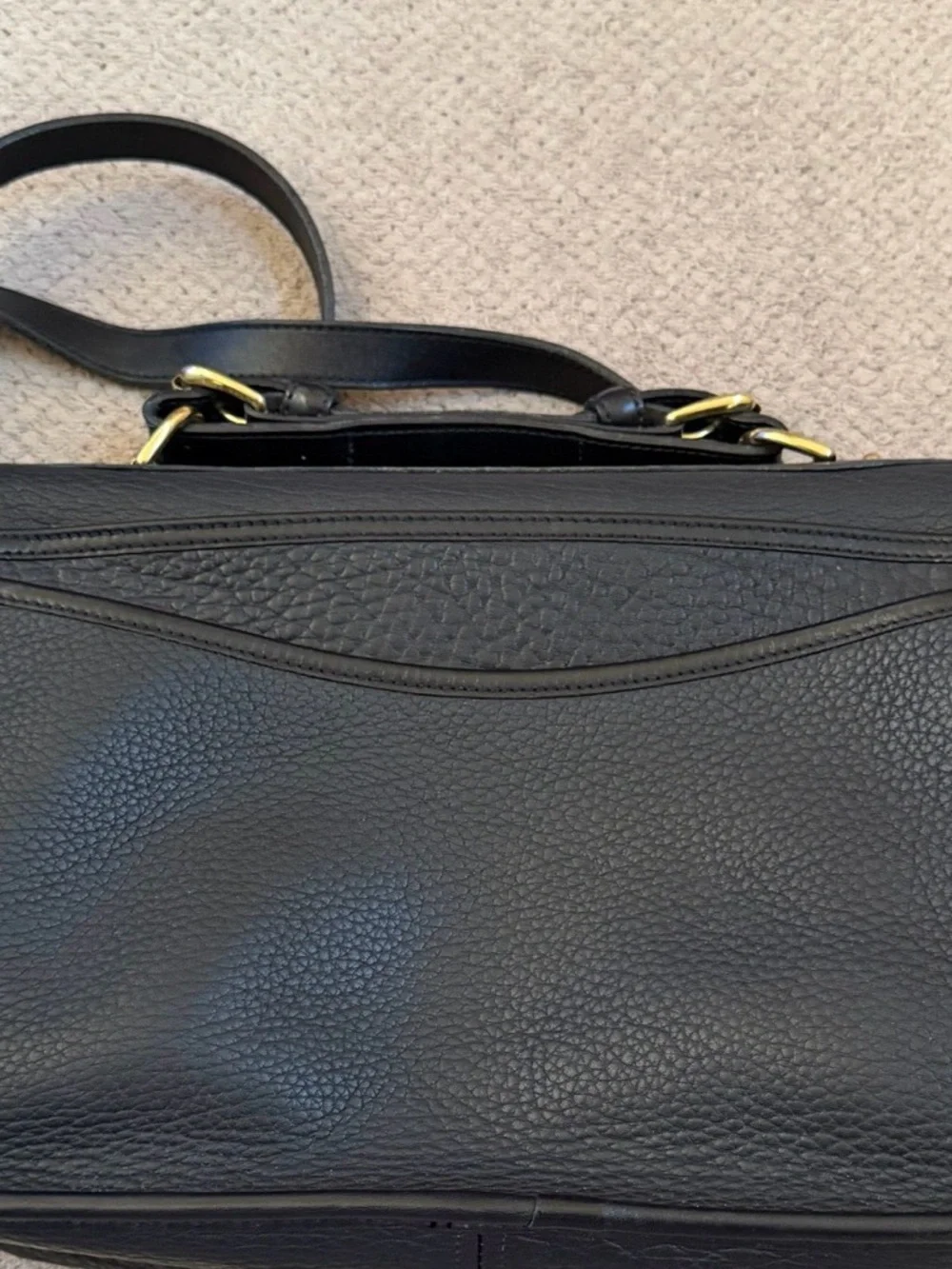 Classic Black Leather Crossbody Satchel